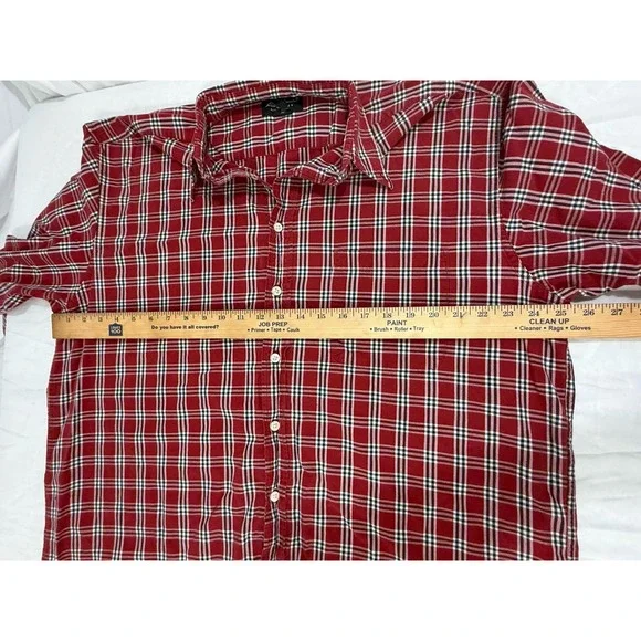 Eddie Bauer Flannel Shirt Mens Size XL Tall 100% Cotton Long Sleeve Red Plaid - Picture 13 of 16